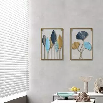 Настенный железный кулон в скандинавском стиле с изображением листьев растений, украшения для дома