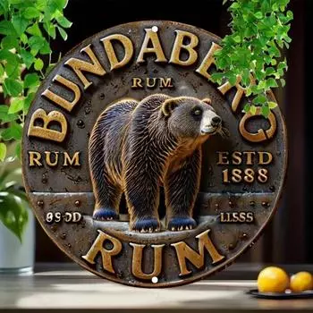 Настенный знак 1шт Bundaberg Rum, винтажный стиль. 2D круглая металлическая табличка с имитацией рельефа, идеальное украшение для стены дома и сада L белый