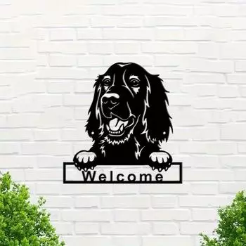 Настенный знак «Добро пожаловать, собака ирландского сеттера», металлическое художественное украшение, ностальгическое ретро-украшение для кофе, стильный настенный знак чёрный