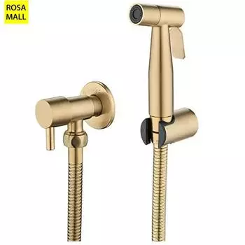 Настенный золотой распылитель для биде из нержавеющей стали, душевой шланг и клапан Shattaf для ванной комнаты с отделкой кистью
