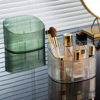 Настольная бочка для хранения кистей для макияжа, губная помада, косметическая стойка, держатель для ручек, прозрачная коробка для хранения, органайзер для ухода за кожей