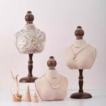 Настольная декоративная стойка для украшений из цельного дерева, ручная работа, резной портрет, модель, подставка для ожерелья, вертикальное хранение ювелирных изделий