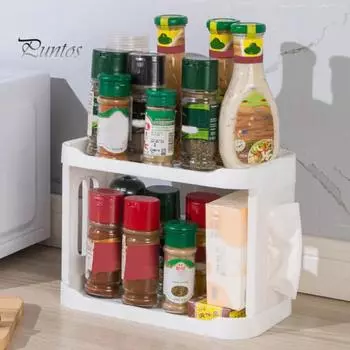 Настольная двухслойная полка, стильная многофункциональная прочная несущая полка для хранения мелких предметов, бумажные полотенца B