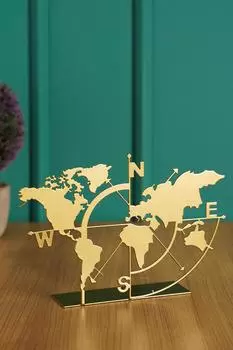 Настольная фигурка Muyika из металла золотого цвета с картой мира 18x26см Bbl-m