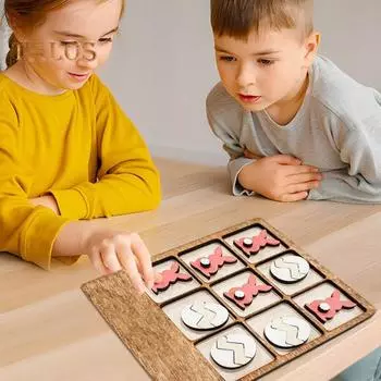 Настольная игра на пасхальную тему. Деревянная игровая доска с пасхальным кроликом. Праздничная настольная игра для детей и взрослых. Семейные игры. Ночь. A