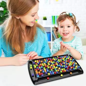 Настольная игра «Радужная игра на выбывание» с 241 разноцветными бусинами, тренировка фокусировки и логики для распознавания цветов, интерактивная обучающая игрушка с бусинами для нескольких игроков чёрный