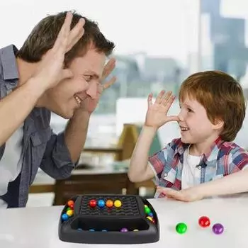 Настольная игра «Радужный шар на выбывание» с 48 разноцветными бусинами, тренировка внимания и логики для родителей и детей, интерактивная обучающая шахматная игрушка чёрный