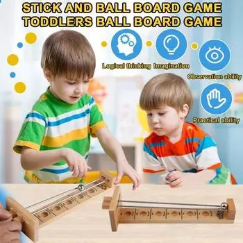 Настольная игра с палкой и мячом с деревянным основанием, металлический шар, тренировка фокусировки, координация рук и глаз, забавная игрушка для детей и взрослых, настольная игрушка для балансировки катящегося шара Burlywood