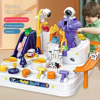 Настольная игра в шахматы «Космическая ракета» с 4 машинками — интерактивная развивающая игрушка для детей, способствующая решению проблем и творчеству