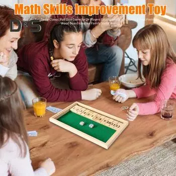 Настольная игра «Закрой коробку» с 12 числами. Обучающая игра-стратегия с кубиками. Для 2+ игроков. Для детей и взрослых. Для семейных вечеринок. Интерактивная деревянная игрушка «Закрой коробку». зелёный