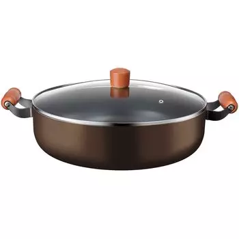 Настольная кастрюля Wahei Frays, 32 см, совместимая с IH, ГАЗ, БЕЗ ПФОК, Nagomitakezen RB-3206 коричневый