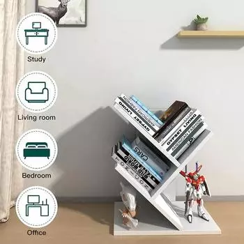 Настольная книжная полка в виде дерева, многослойная, простая, небольшая, книжная полка для студенческой спальни, стол, настольная стойка для хранения книг и журналов на CD