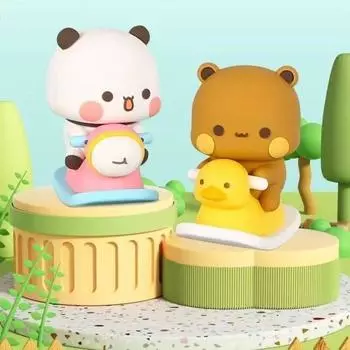 Настольная кукла ручной работы Панда Бубу: Милый мультяшный автомобильный орнамент и модный подарок белый