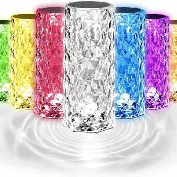 Настольная лампа Crystal Diamond Rose с дистанционным управлением и сенсорным управлением, ночник с RGB-светодиодом, украшение для домашнего офиса, места свиданий, вечеринки белый