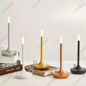 Настольная лампа для спальни, перезаряжаемая, беспроводная, сенсорное управление, кемпинг, креативная, перезаряжаемая, USB-C, настольная лампа-свеча USB Rechargeable золотой