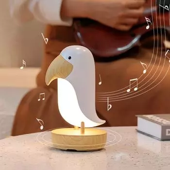 Настольная лампа «Дятел» с USB-зарядкой и затемнением, Bluetooth-динамик, атмосферный светильник, креативный прикроватный ночник для спальни None розовый