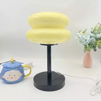 Настольная лампа Egg Tart Glass для дома, эстетическое украшение комнаты, современный минималистский ретро-орнамент, трогательное освещение, стеклянная настольная лампа