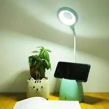 Настольная лампа Flexo, светодиодная сенсорная настольная лампа с регулируемой яркостью и зажимом, лампа для чтения книг, держатель ручки для учебы, офисное освещение, зарядка через USB Dimmable белый