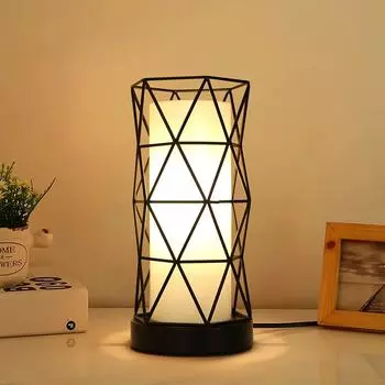 Настольная лампа геометрической формы, железная настольная лампа для внутреннего сада, спальни, вечерние подарок с вилкой и выключателем без лампочек E27