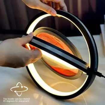 Настольная лампа Moving Sand Art, вращающаяся на 360 градусов, картина с изображением зыбучих песков, 3D-ландшафт глубокого моря, движущаяся картина из текущего песка, светодиодное украшение F