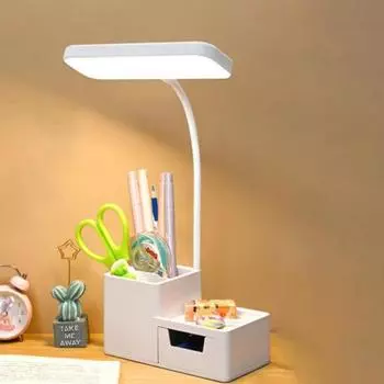 Настольная лампа Подарочный держатель для ручки Защита глаз Перезаряжаемый светодиодный ночник Студенческий общежитие Прикроватная лампа для чтения Ящик для хранения Настольная лампа