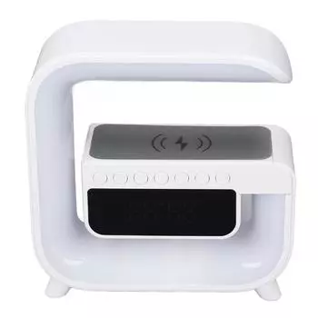 Настольная лампа с беспроводным зарядным устройством 15 Вт, будильником, 13 разноцветными огнями, Bluetooth-динамиком для спальни