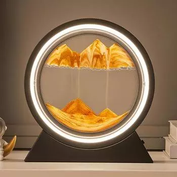 Настольная лампа с движущимся песком, 3D-картина с изображением глубоководного песчаного пейзажа в движении, светодиодная лампа для домашнего офиса, украшение рабочего стола A оранжевый