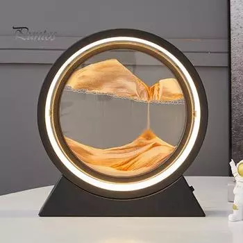 Настольная лампа с движущимся песком, 3D-картина с изображением глубоководного песчаного пейзажа в движении, светодиодная лампа для домашнего офиса, украшение рабочего стола A красный