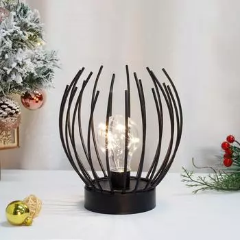 Настольная лампа с металлической черной клеткой на батарейках, лампа на батарейках, беспроводной уличный фонарь, отлично подходит для домашнего декора, вечеринок, патио, мероприятий