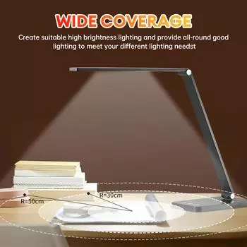 Настольная лампа с регулируемой яркостью, светодиодная настольная лампа для чтения с USB-портом для зарядки, 5 уровней регулировки яркости, ночник для защиты глаз
