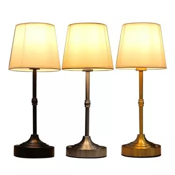 Настольная лампа с регулируемой яркостью, декоративная лампа для чтения, сенсорное управление, перезаряжаемый ночной светильник, тканевый абажур для спальни, кабинета чёрный