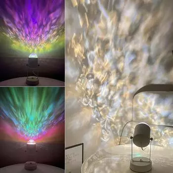 Настольная лампа с водной рябью, маленький ночник, свет, тень, настроение, вращающийся прикроватный рассеянный свет, Netflix, живое украшение, спальня, проект