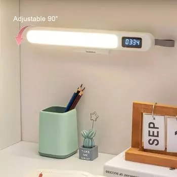 Настольная лампа светодиодная настольная лампа с часами магнитный свет многофункциональный ночник вращающийся таймер лампа для чтения в спальне стол белый