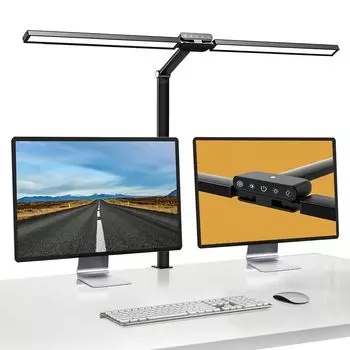 Настольная лампа светодиодная зажимного типа Hapfish 24 Вт, широкая настольная лампа, настольный светильник, датчик освещенности, 5 цветов, 5 уровней яркости, настольный светильник, подходящий для и