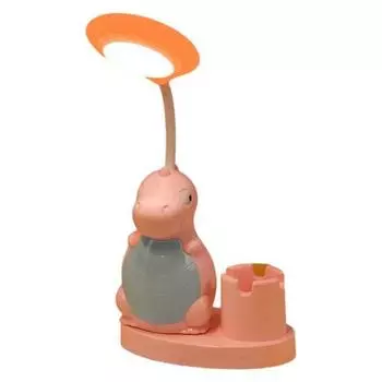 Настольная лампа Уникальная конструкция с гибким шлангом Энергосберегающая настольная лампа USB-зарядка Прикроватная лампа с изображением динозавра из мультфильма Настольная лампа Принадлежности для спальни жёлтый