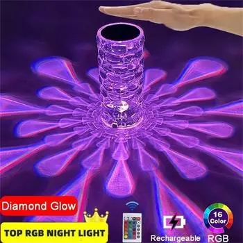 Настольная лампа Waterdrop LED Crystal Projector 3/16 цветов сенсорный регулируемый романтический алмазный атмосферный светильник USB сенсорный ночник
