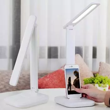 Настольная лампа высокой яркости, 3 цвета, складное сенсорное управление, разнонаправленное освещение, перезаряжаемая светодиодная лампа для чтения для защиты глаз, спальня белый