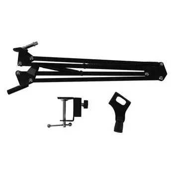 Настольная микрофонная стойка из железа и пластика, регулируемая микрофонная стойка с стрелой для студии