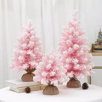 Настольная мини-елка, искусственный снег, флокированное рождественское украшение, зимнее очарование, рождественское украшение для домашнего декора рабочего стола S