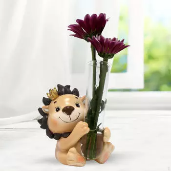 Настольная мини-ваза, стеклянная пробирка, креативный портативный держатель для гидропоники с животными, для растений 9.5cmx7cm_Bear