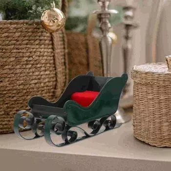 Настольная новогодняя елка Мини-украшение в виде саней из ткани Пластиковый орнамент красный