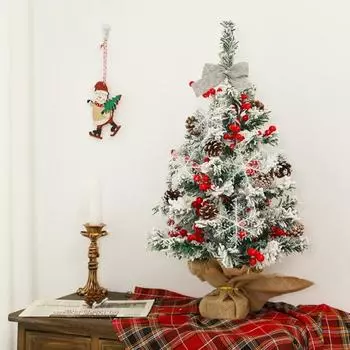 Настольная новогодняя елочная игрушка высотой 60 см, мини-елка со снежинками и шишками 60cm With Light