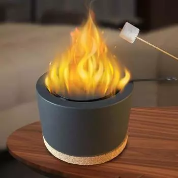 Настольная печь-кострище, переносной бетонный кострище, уличный камин для использования в помещении и на открытом воздухе, стильная настольная печь-кострище 14cm серый
