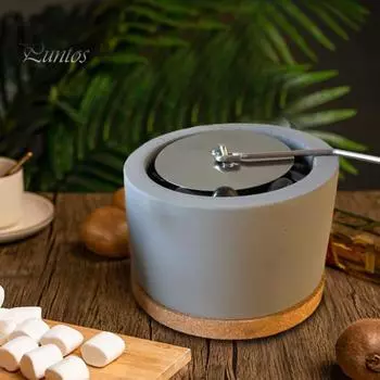 Настольная печь-кострище, переносной бетонный кострище, уличный камин для внутреннего использования, стильная настольная костровая печь для небольшого патио и 14cm серый