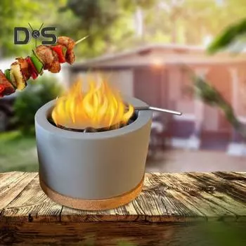 Настольная печь-кострище, переносной бетонный кострище, уличный камин для внутреннего использования, стильная настольная костровая печь для небольшого патио и 14cm серый