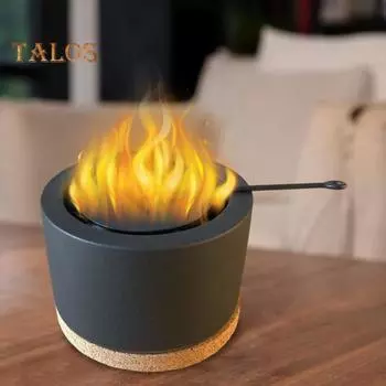 Настольная печь-кострище, переносной бетонный кострище, уличный камин для внутреннего использования, стильная настольная костровая печь для небольшого патио и 14cm серый