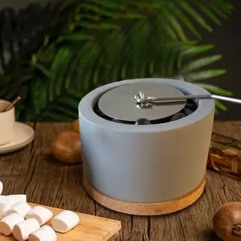 Настольная печь-кострище, переносной бетонный кострище, уличный камин для использования в помещении и на открытом воздухе, стильная настольная печь-кострище 14cm серый