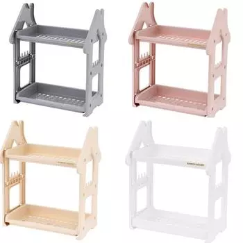 Настольная пластиковая стойка, многослойная кухонная стойка для небольшого дома, стеллаж для хранения предметов домашнего обихода белый