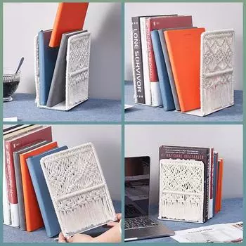 Настольная подставка для книг, книжный шкаф, плетеный вручную, креативный книжный шкаф, простая подставка для книг, держатель для книг Style1 белый