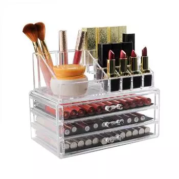 Настольная подставка для косметики, коробка для хранения помады для ухода за кожей, акриловая прозрачная многослойная стойка для хранения ящиков, модель S #-M # S чистый
